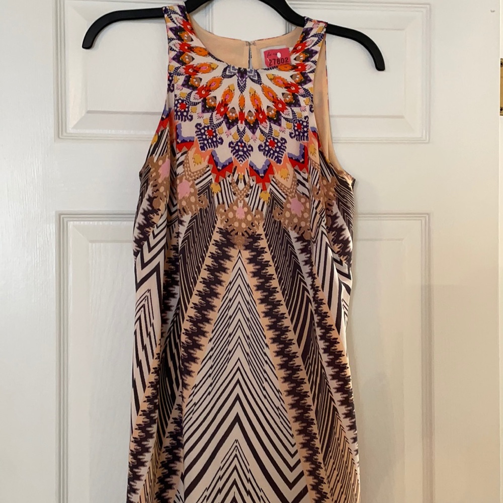 Anthropologie mixed print silk midi dress